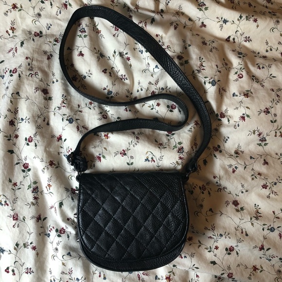 Black leather studded cross body bag - Picture 1 of 3